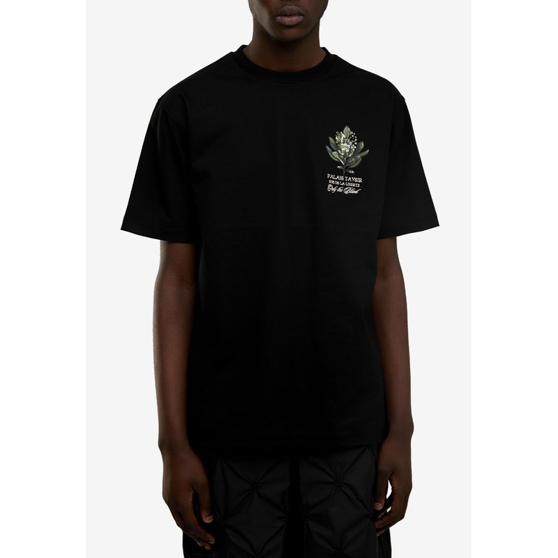 Botanical Embroidered T-shirt Black mrtwstd_XS