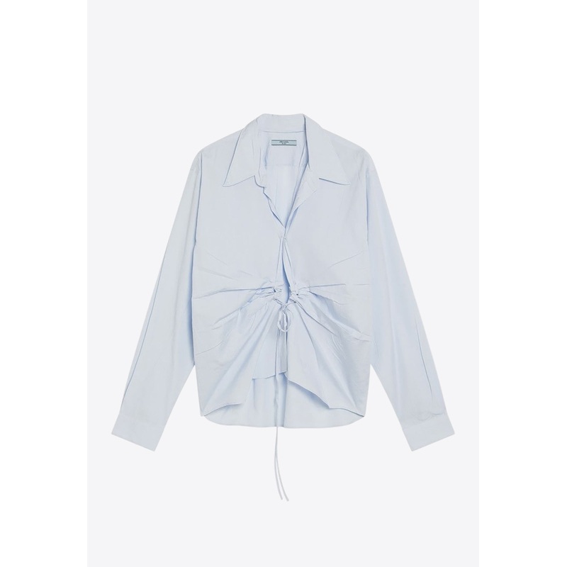 Buttoned Fil–Fil Long-Sleeved Shirt Light Blue wrtwit_IT 38