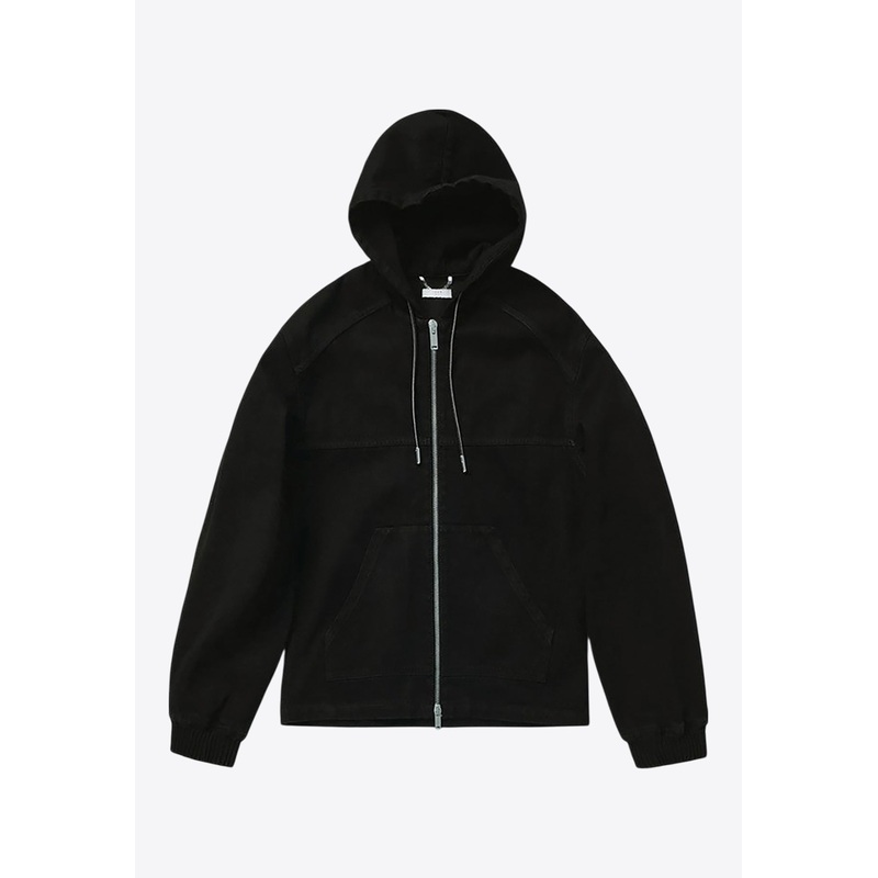 Denim Zip-Up Hooded Sweatshirt Black mrtwstd_M