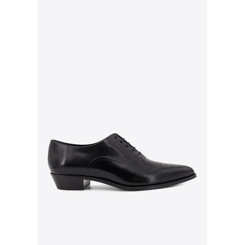 Jude Perforated Oxford Shoes in Polished Leather Black mshoeseu_EU 41
