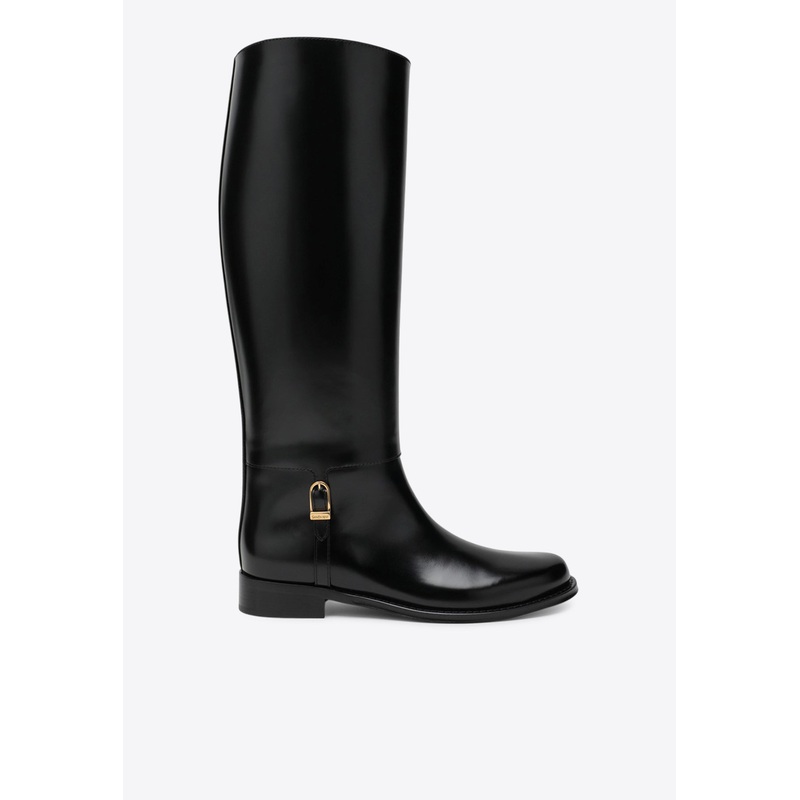 Julia Knee-High Leather Boots Black wshoeseu_EU 36