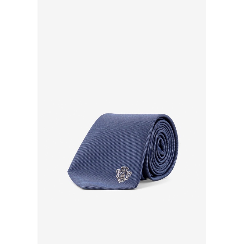 Logo Crest Jacquard Silk Tie Blue Onesize