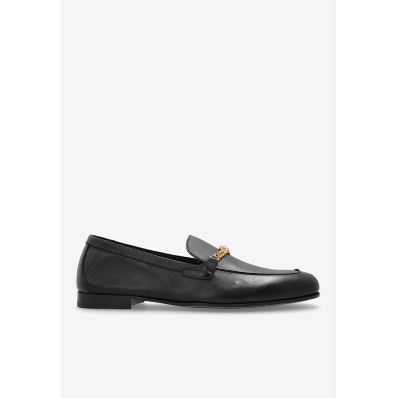 Medusa Chain Leather Loafers Black mshoeseu_EU 39