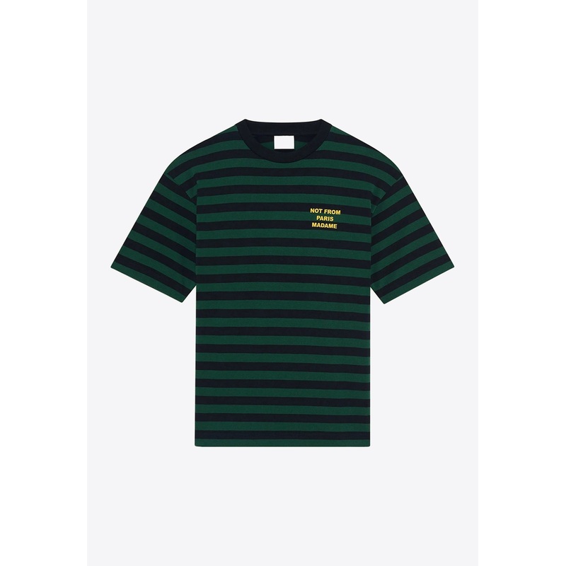 Slogan Print Striped T-shirt Green mrtwstd_S