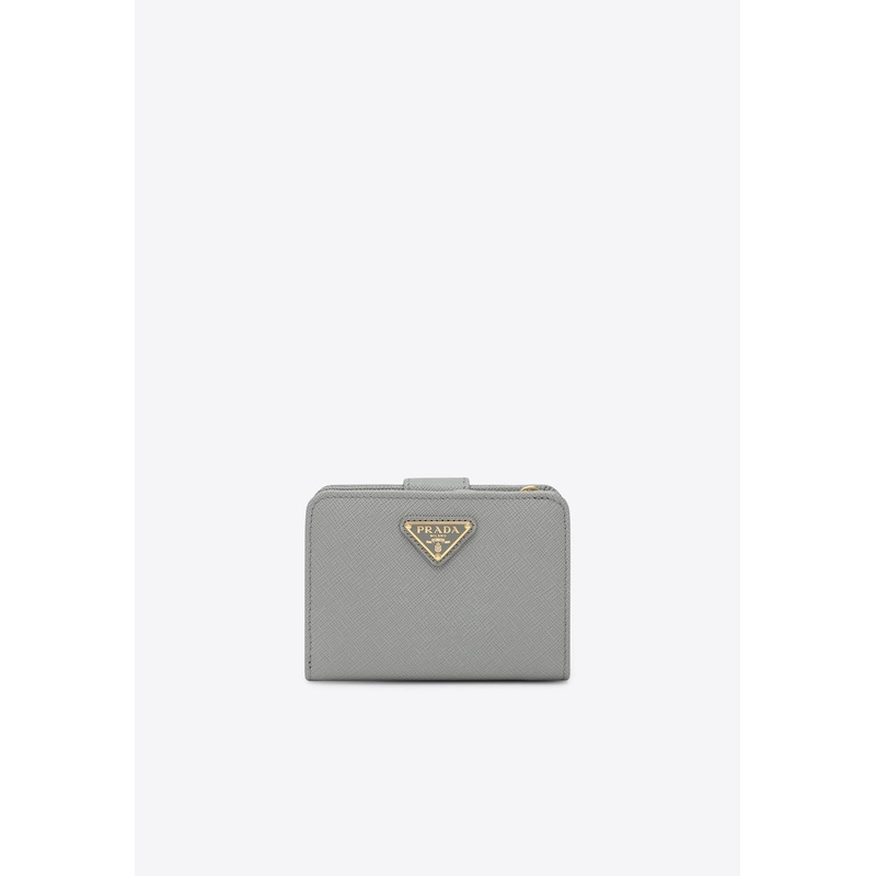 Small Saffiano Leather Wallet Gray Onesize