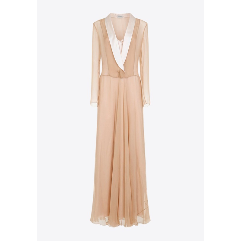 V-neck Chiffon Maxi Dress Pink wrtwit_IT 42