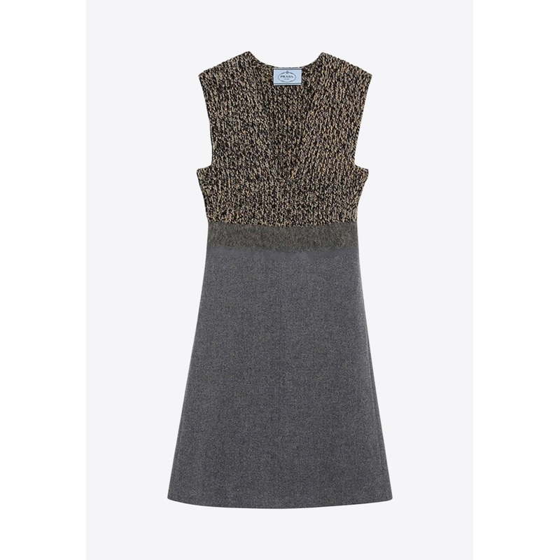 V-neck Wool-Blend Knitted Dress Multicolor mrtwit_IT 40