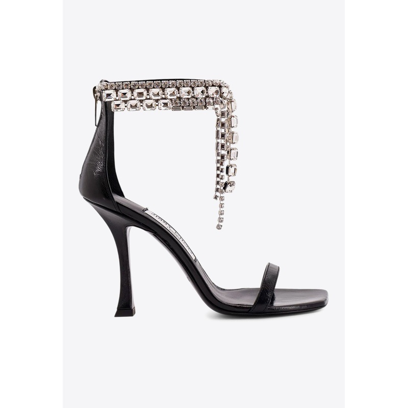 Verity 100 Crystal Embellished Leather Sandals Black wshoeseu_EU 36