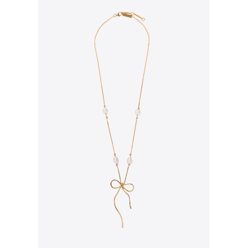 Bow Pearl Necklace Metallic Onesize