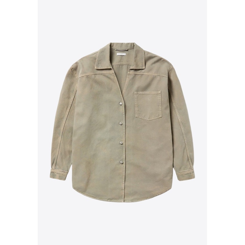 Button-Up Denim Overshirt Beige mrtwstd_XS