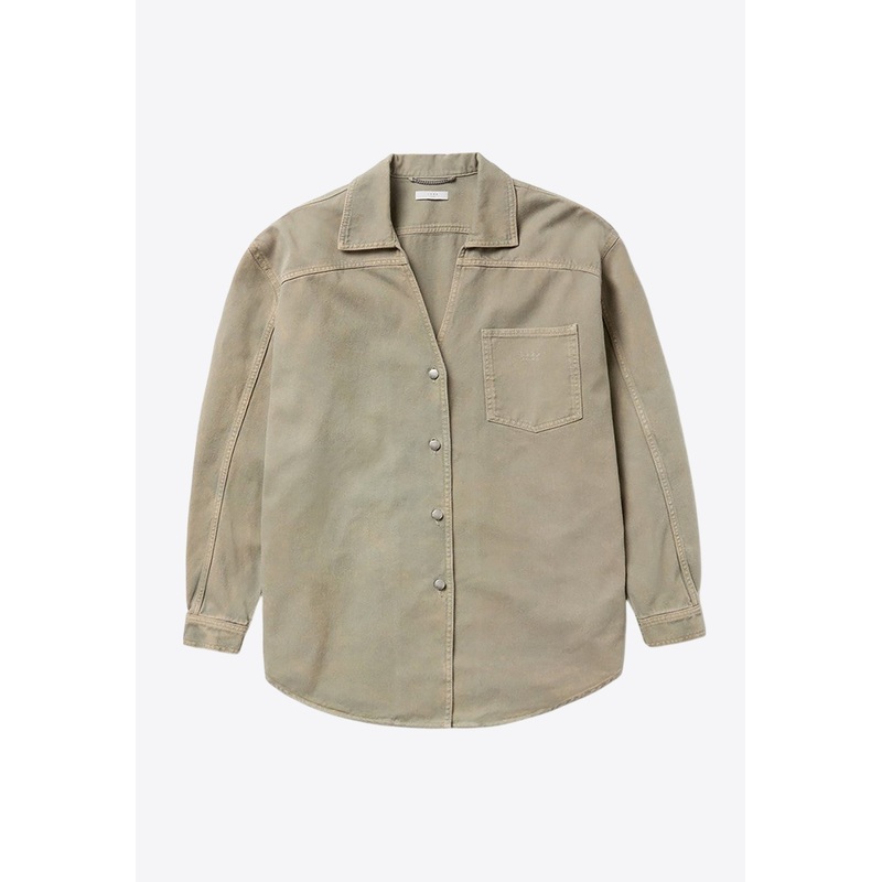 Button-Up Denim Overshirt Beige wrtwstd_XXS