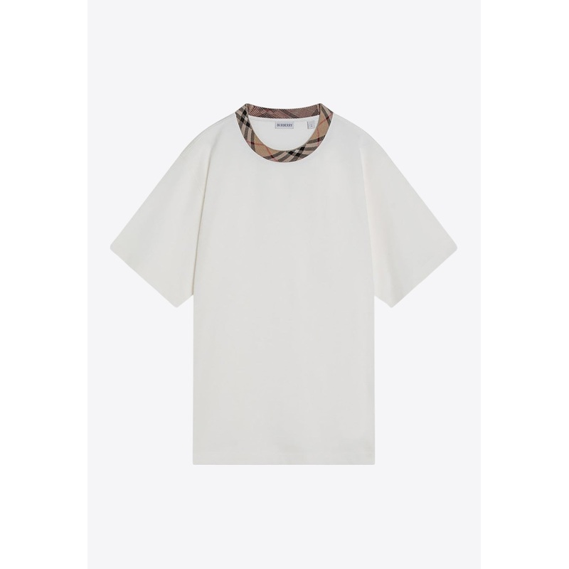 Check-Trimmed Crewneck T-shirt White mrtwstd_S