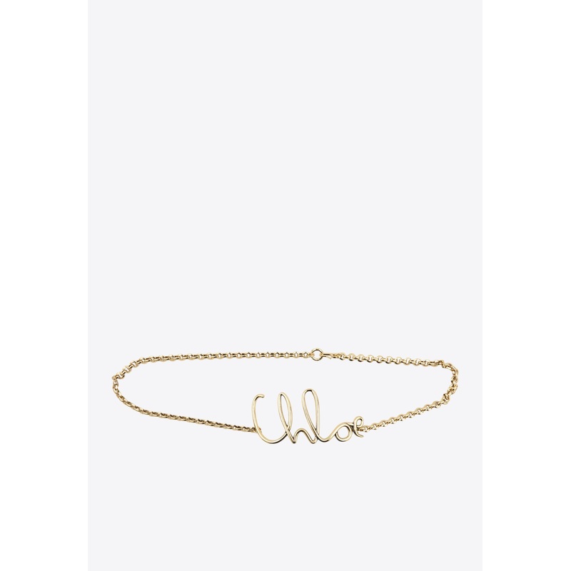 Iconic Logo Lettering Chain Belt Gold Onesize