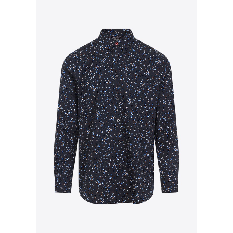 Patterned Long-Sleeved Shirt Blue mrtwstd_S