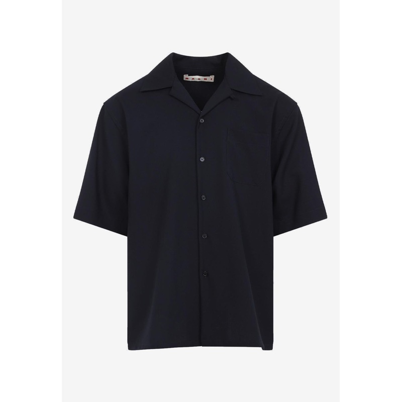 Short-Sleeved Wool Shirt Navy mrtwit_IT 48