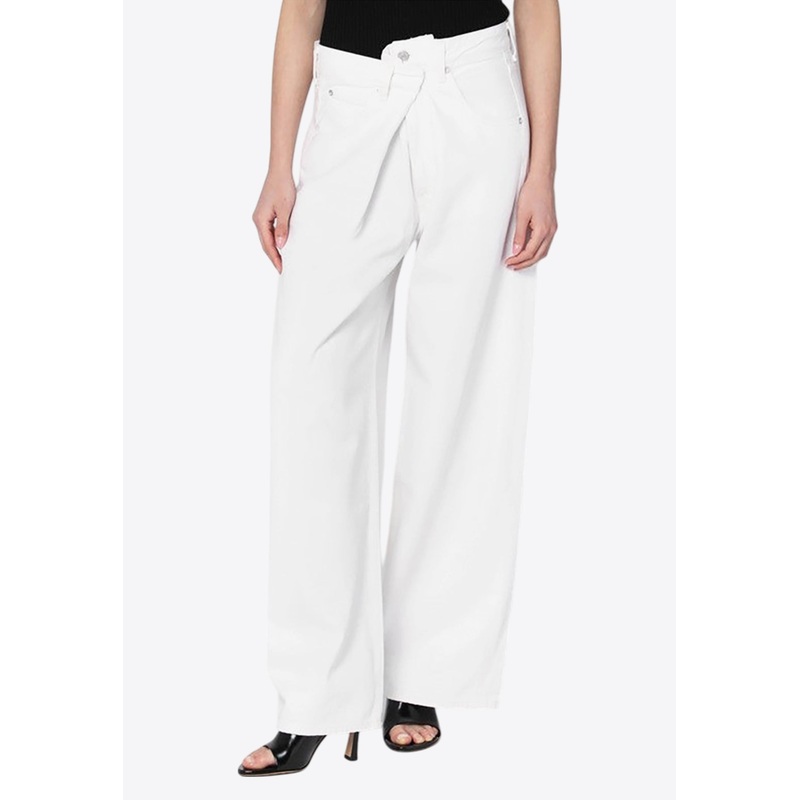 Vana Fold Wide-Leg Jeans White wrtwbottoms_24