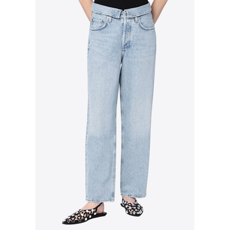 Washed Straight-Leg Jeans Blue wrtwbottoms_24