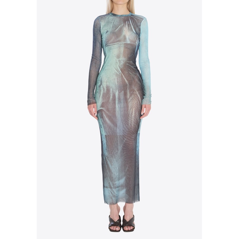 Water Print Maxi Dress Blue wrtwstd_S