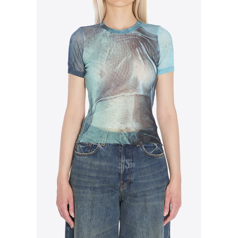 Water Print Slim T-shirt Blue wrtwstd_S