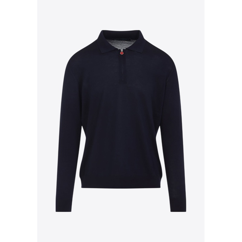 Wool Long-Sleeved Polo Sweater Blue mrtwstd_S