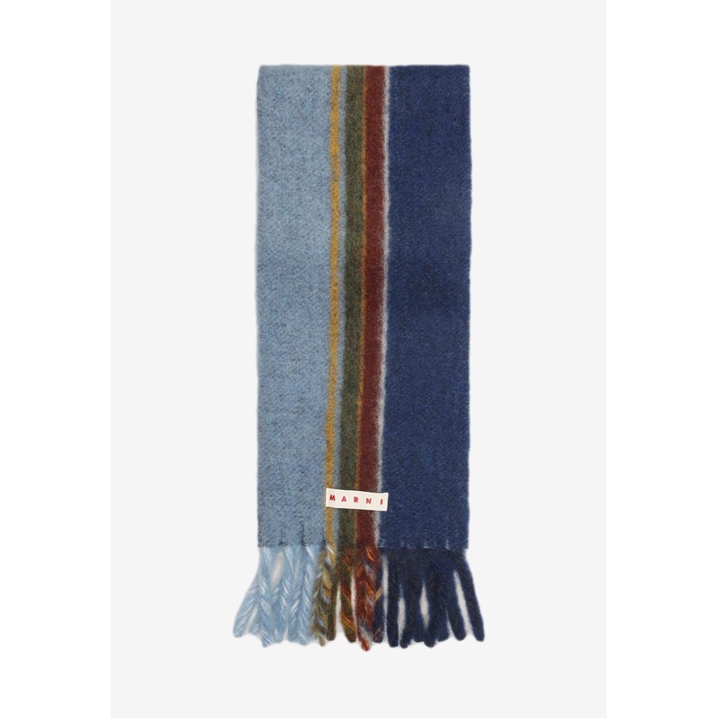Wool Striped Scarf Blue Onesize