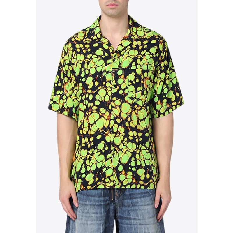 Abstract Print Bowling Shirt Multicolor mrtwstd_S