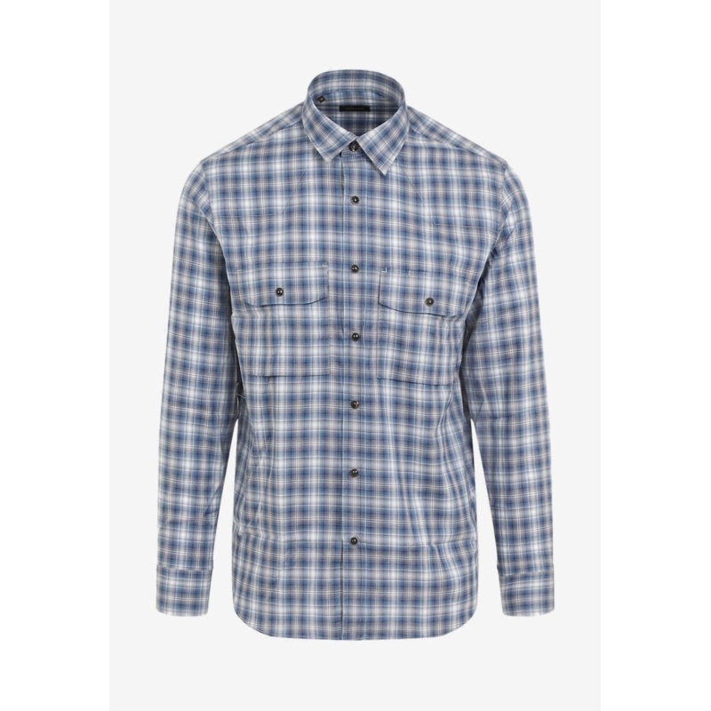 Checked Long-Sleeved Shirt Blue mrtwstd_M