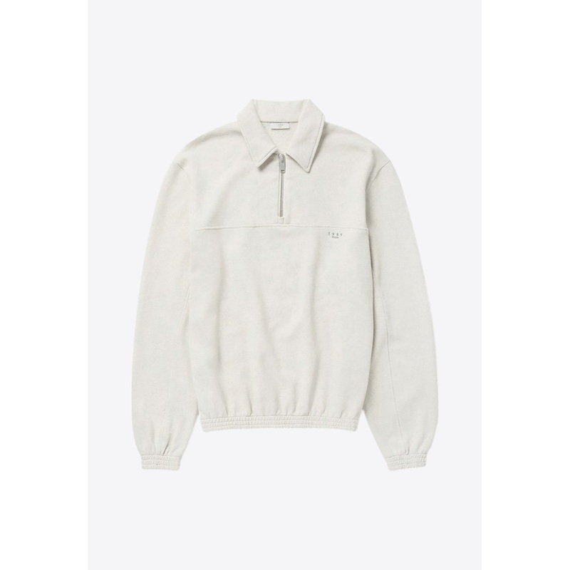 Embroidered Logo Half-Zip Sweatshirt Cream mrtwstd_S