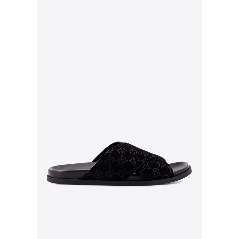 GG Motif Suede Slides Black mshoesuk_UK 2