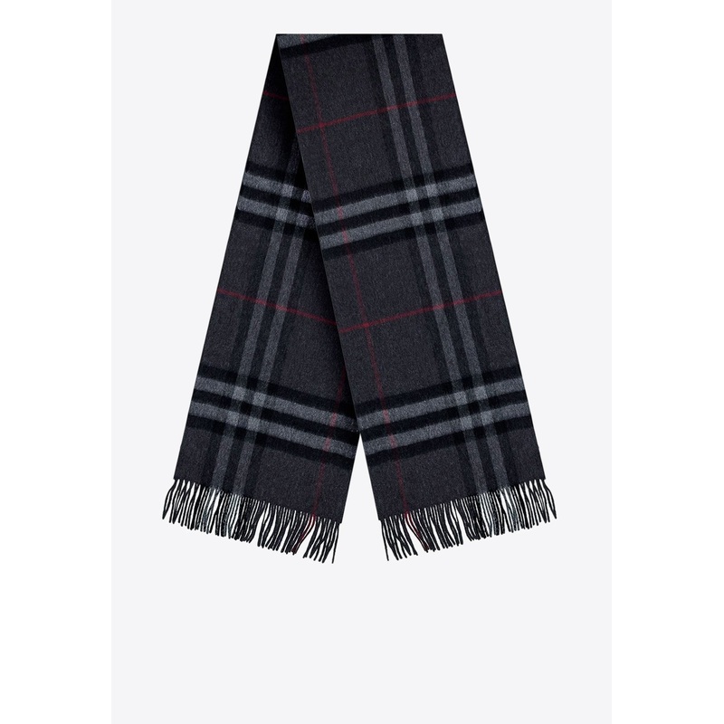 Giant Check Motif Cashmere Scarf Charcoal Onesize