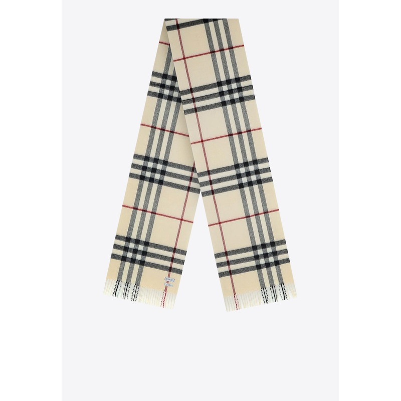Giant Check-Motif Scarf Beige Onesize