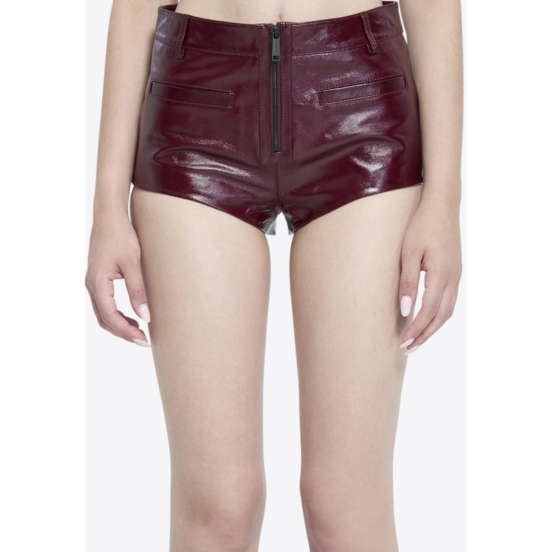 Leather Micro Shorts Burgundy wrtwuk_UK 6