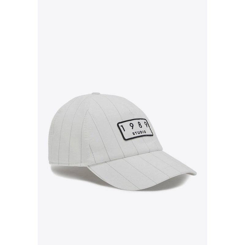 Logo Patch Stripe Baseball Cap White Onesize