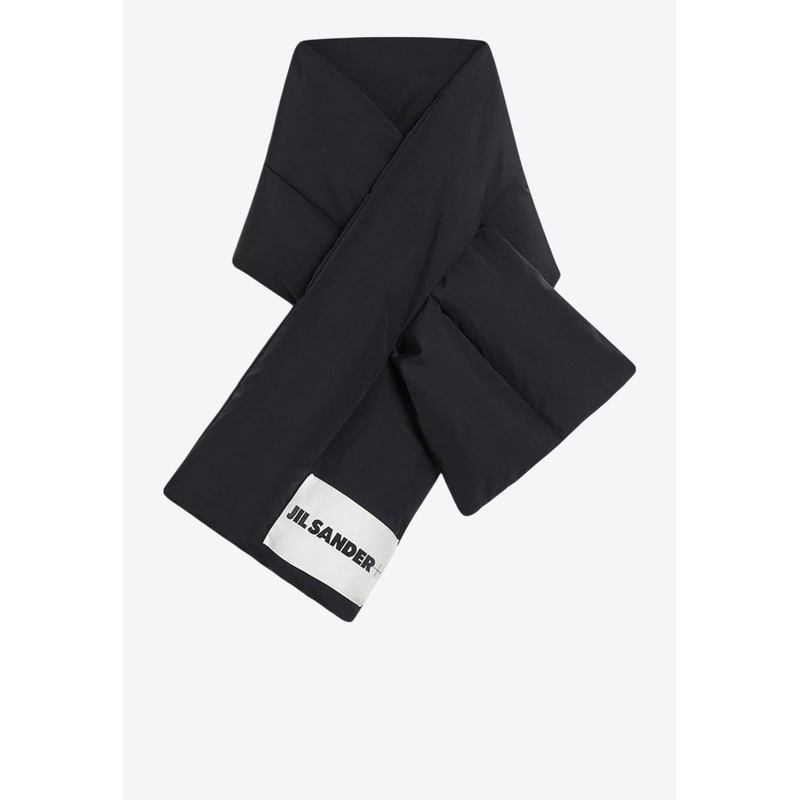 Padded Scarf with Logo-Label Black Onesize