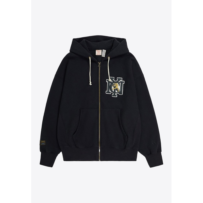 Reverse Weave Zip-Up Hooded Sweatshirt Black mrtwstd_S