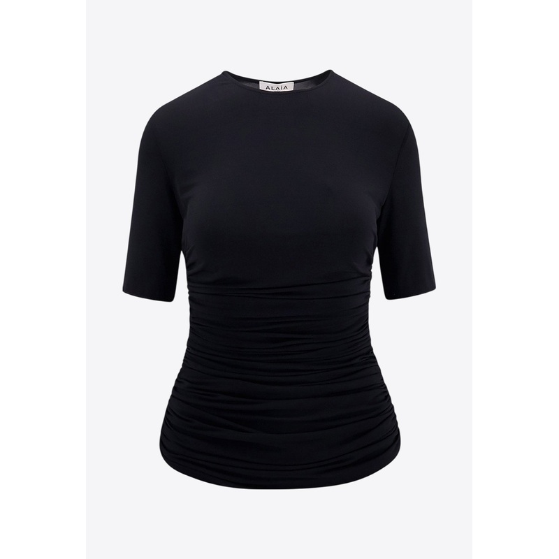 Ruched Crewneck Top Black wrtwfr_FR 36