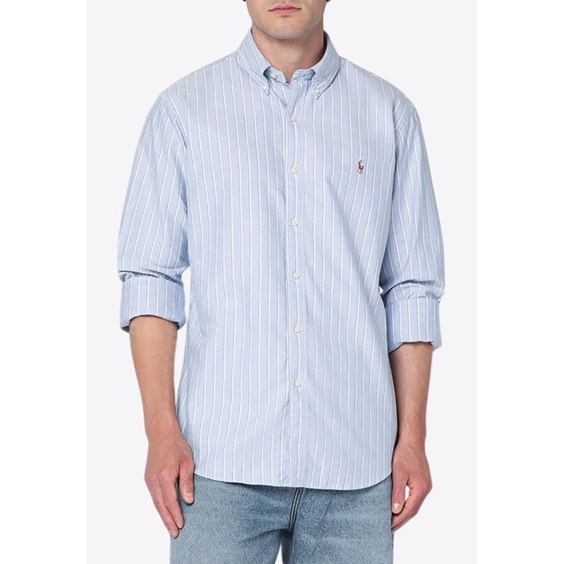 Striped Logo Oxford Shirt Light Blue mrtwstd_S