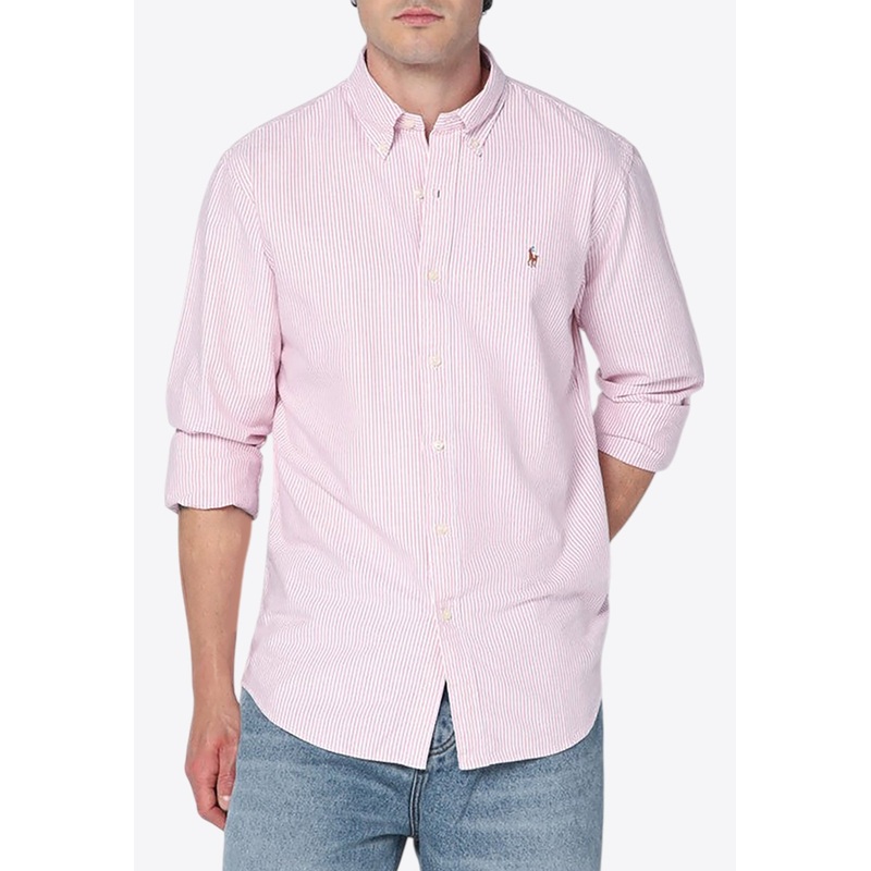 Striped Logo Oxford Shirt Pink mrtwstd_S