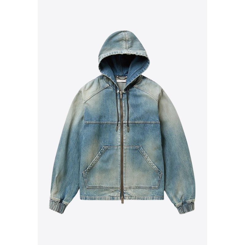 Washed Denim Zip-Up Jacket Blue mrtwstd_S