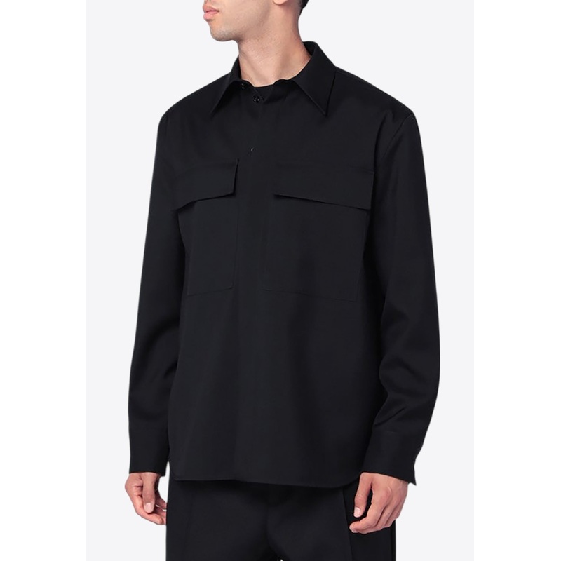 Wool Long-Sleeved Shirt Black mrtwshirtseu_EU 39