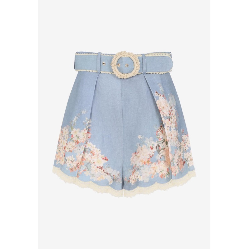 Cascadian Tuck Ramie Shorts Blue wrtwzimmermann_0
