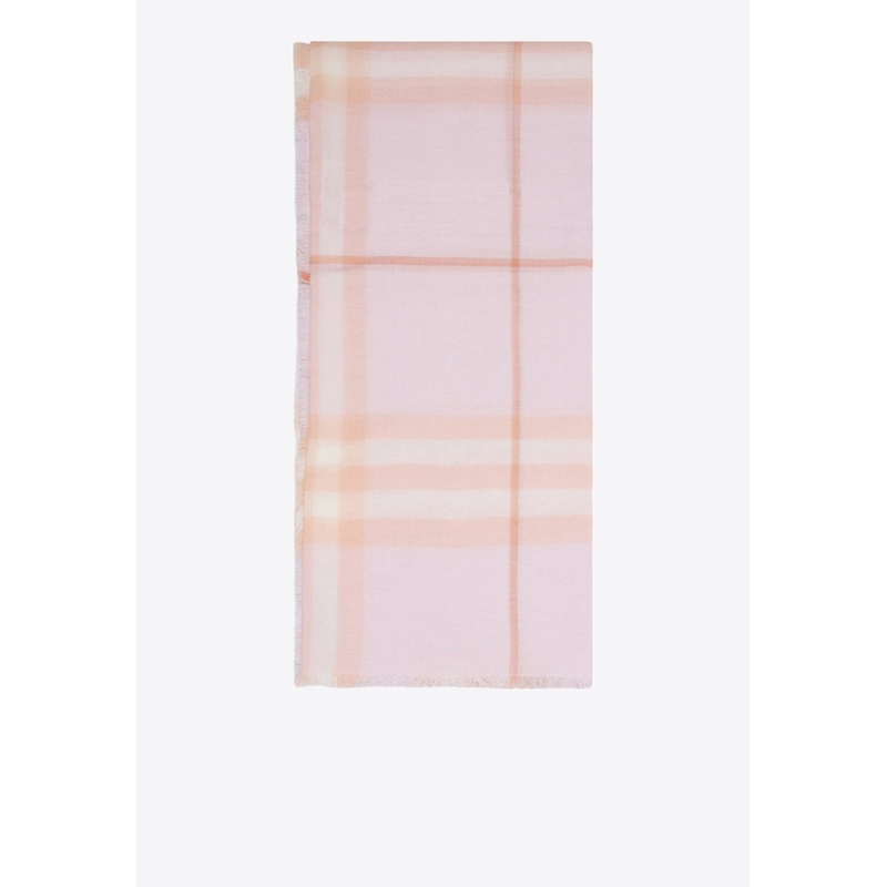 Checked Wool Scarf Beige Onesize