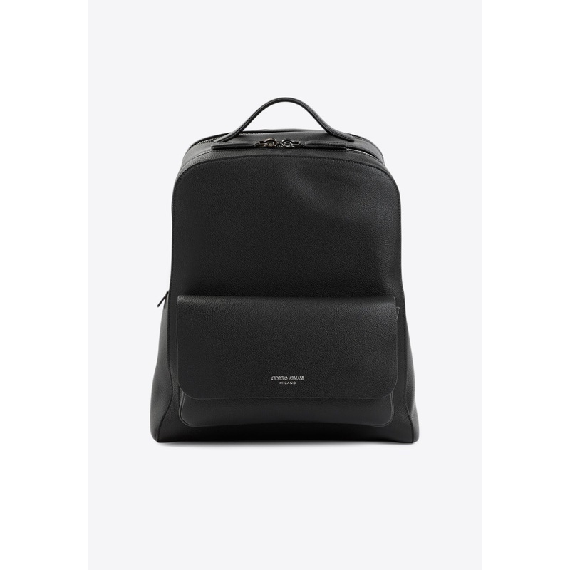 Round Leather Backpack Black Onesize