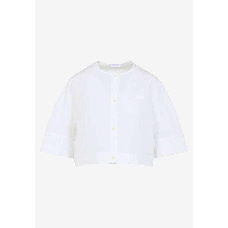 Short-Sleeved Cropped Shirt White wrtwfr_FR 34