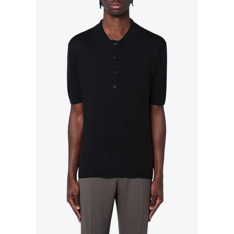 Silk-Blend Polo T-shirt Black mrtwit_IT 46