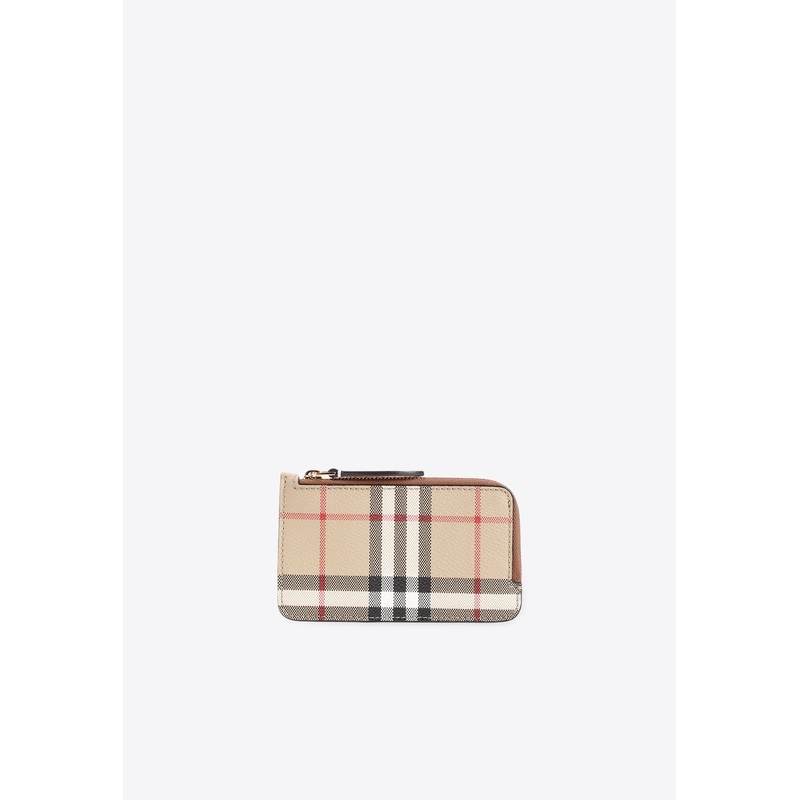 Somerset Zip Checked Cardholder Beige Onesize