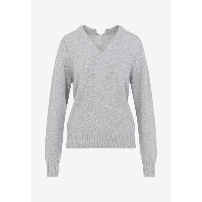 V-neck Cashmere Sweater Gray wrtwstd_XS