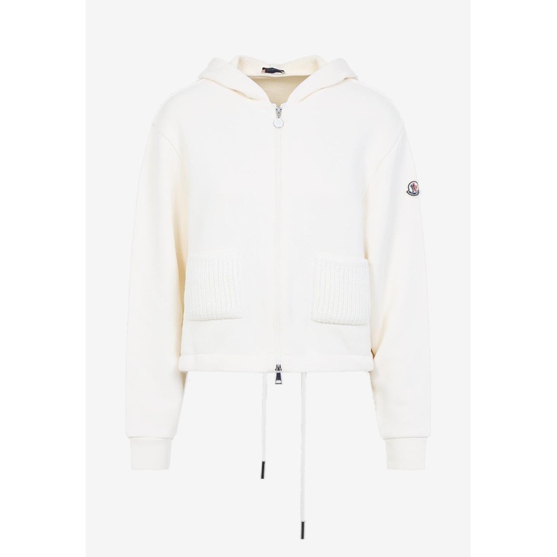 Zip-Up Fleece Hooded Sweatshirt Ivory wrtwstd_XS