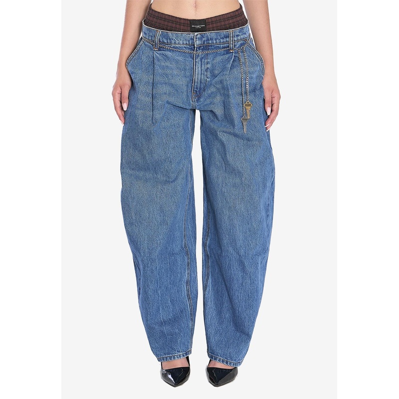 Chain-Belt Balloon-Leg Jeans Blue wrtwbottoms_25