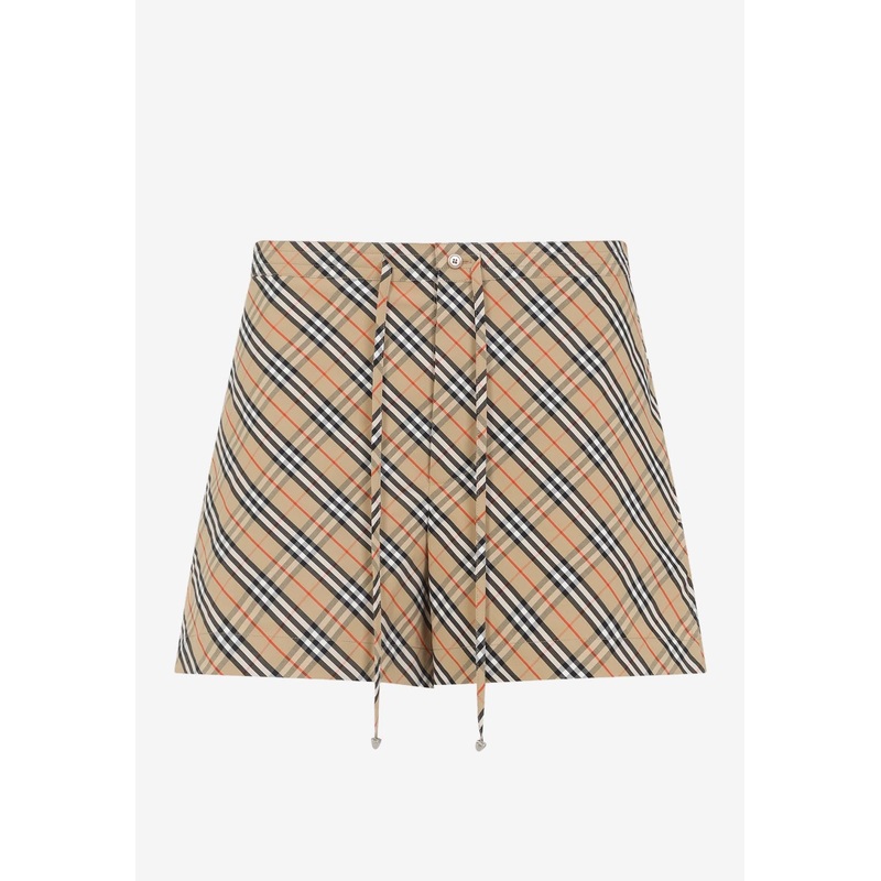 Checked Mini Shorts Beige wrtwuk_UK 4